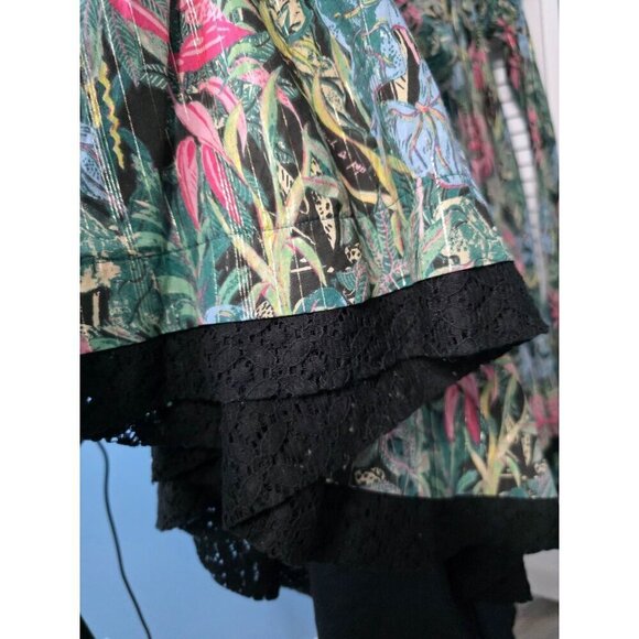 Tropical Print Maxi Dress With Crisscross Straps & Black Lace Trim By Barok - Picture 11 of 15